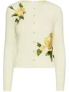 Oscar De La Renta English Rose Thread Cardigan In Yellow