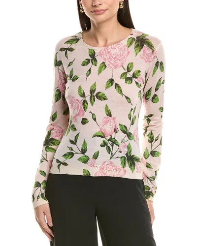 Oscar De La Renta English Rose Wool Sweater In Pink