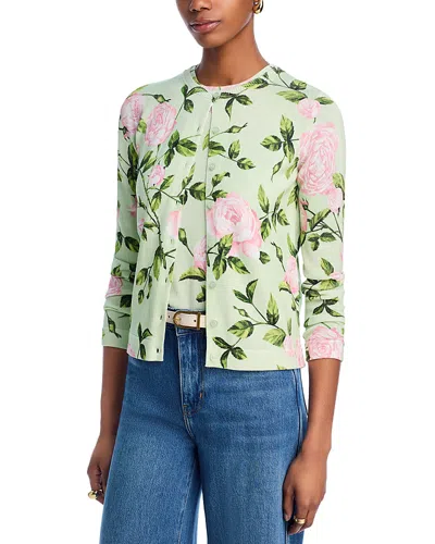 Oscar De La Renta English Roses Cardigan In Pink/pale