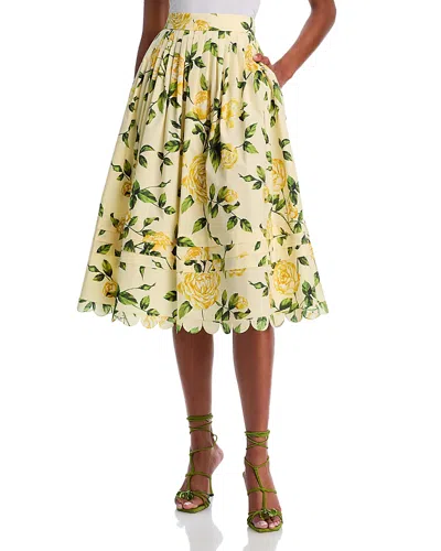 OSCAR DE LA RENTA OSCAR DE LA RENTA ENGLISH ROSES SCALLOP TRIM SKIRT