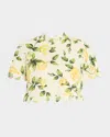 Oscar De La Renta English Roses Scalloped Crop Poplin Blouse In Yellowsoft Yellow