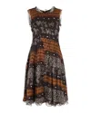 Oscar De La Renta Ethnic Print Sleeveless Dress In Brown Silk In Black