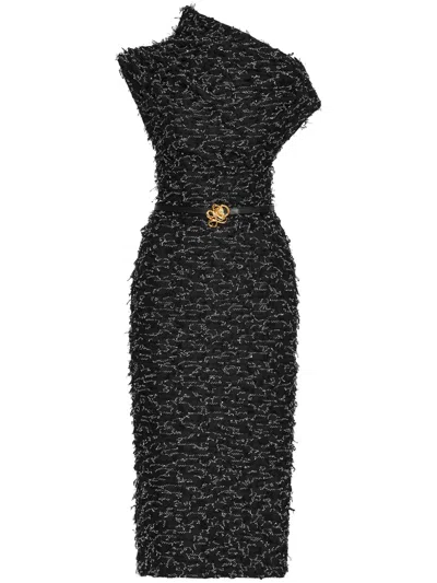 Oscar De La Renta Eyelash Pencil Dress In Blue