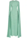 Oscar De La Renta Eyelet-detail Kaftan Dress In Green