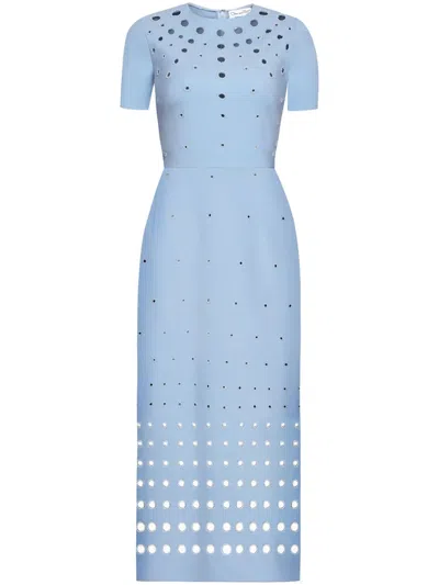 Oscar De La Renta Eyelet-embroidered Dress In Blue