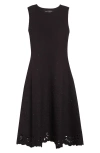 Oscar De La Renta Eyelet Jacquard A-line Dress In Black