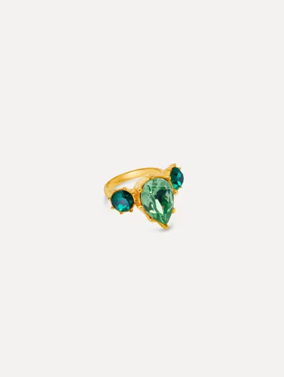 Oscar De La Renta Faceted Crystal Ring In Brown