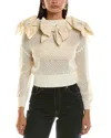 OSCAR DE LA RENTA FAILLE BOW SWEATER