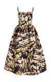 Oscar De La Renta Faille Bustier Midi Dress In Print