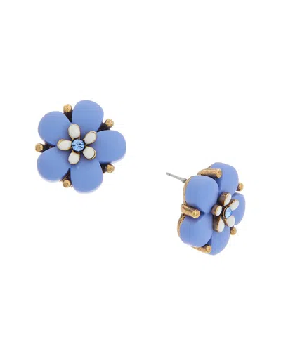 Oscar De La Renta Fall 2023 14k Sakura Cookie Earrings In Blue