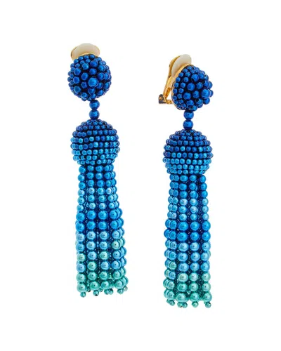 Oscar De La Renta Fall 2023 Degrade Tassel Earrings In Blue