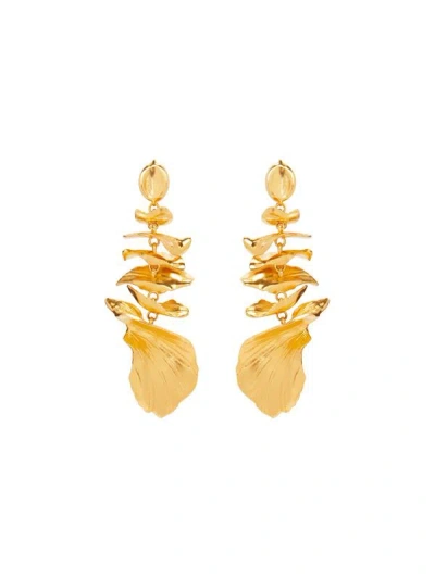 Oscar De La Renta Falling Petals Earrings In Gold