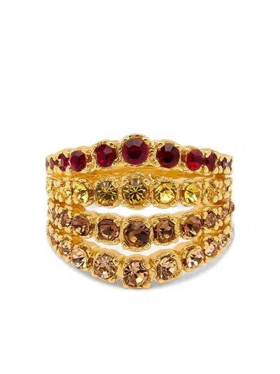 Oscar De La Renta Fan Crystal-embellished Ring In Gold