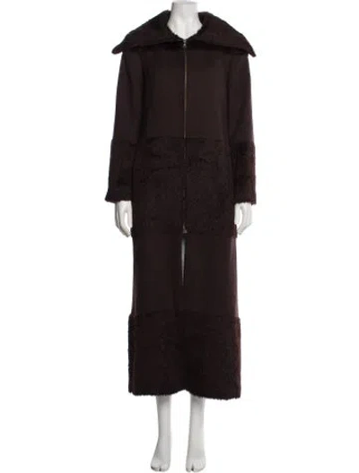 Pre-owned Oscar De La Renta Faux Fur Coat In Brown