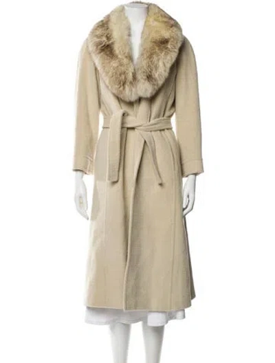 Pre-owned Oscar De La Renta Faux Fur Coat In Neutral