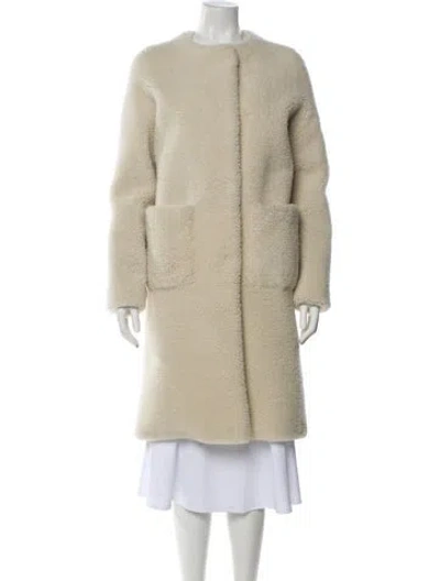 Pre-owned Oscar De La Renta Faux Fur Coat In Neutral