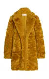Oscar De La Renta Vegan Fur Coat In Yellow