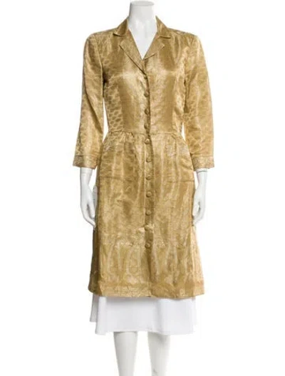 Pre-owned Oscar De La Renta Faux Fur Coat In Yellow