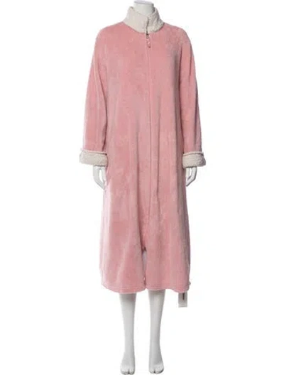 Pre-owned Oscar De La Renta Faux Fur Trim Nightgown In Pink