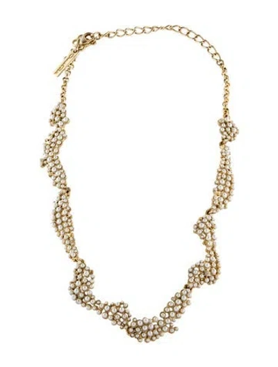 Pre-owned Oscar De La Renta Faux Pearl Collar Necklace, 20" In White