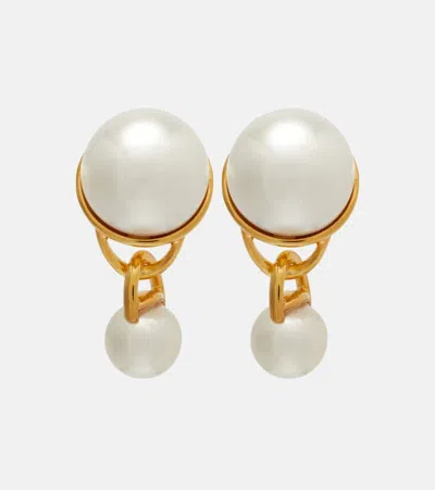 Oscar De La Renta Faux Pearl Drop Earrings In Gold