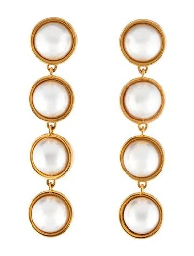 Pre-owned Oscar De La Renta Faux Pearl Drop Earrings In Multicolor