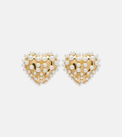 Oscar De La Renta Faux Pearl-embellished Clip-on Earrings In Gold