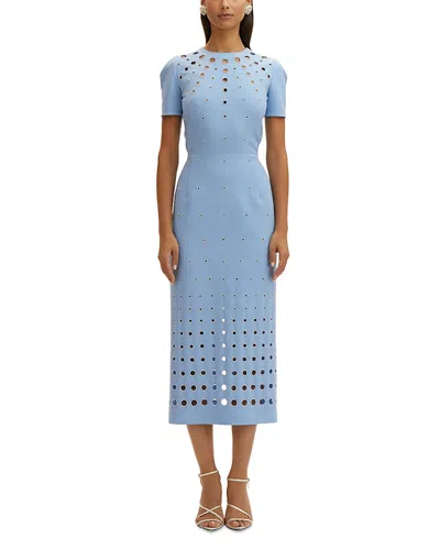 OSCAR DE LA RENTA OSCAR DE LA RENTA FAUX PEARL EYELET DRESS