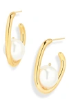 Oscar De La Renta Faux Pearl Hoop Earrings In Pearl