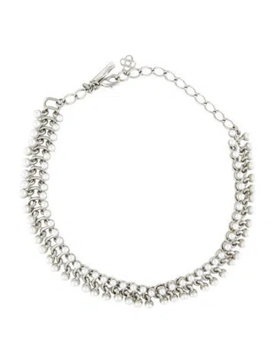 Pre-owned Oscar De La Renta Faux Pearl Small Link Collar Necklace, 20.5" In Multi
