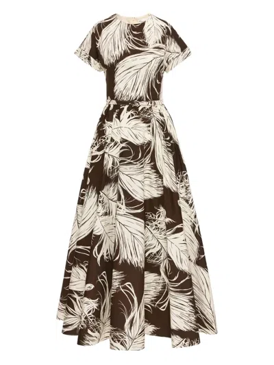 Oscar De La Renta Printed Cotton-blend Poplin Midi Dress In Multi