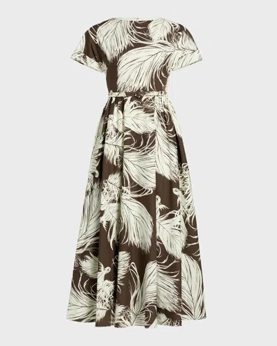 Oscar De La Renta Printed Cotton-blend Poplin Midi Dress In Multi