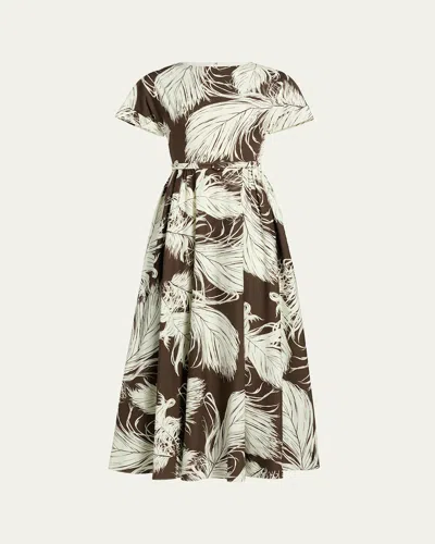 Oscar De La Renta Printed Cotton-blend Poplin Midi Dress In Multi