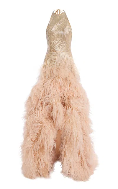Oscar De La Renta Feathered Gown