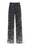 Oscar De La Renta Feathered Jacquard Denim Straight-leg Pants In Black