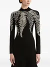 Oscar De La Renta Fern-embellished Flared Midi Dress In Black