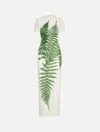 Oscar De La Renta Placed Fern Print Jersey T-shirt Dress In Multi