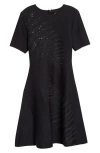 Oscar De La Renta Fern Sequin Embroidered Fit & Flare Dress In Black