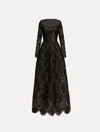 Oscar De La Renta Fern Sequin Embroidered Gown In Black