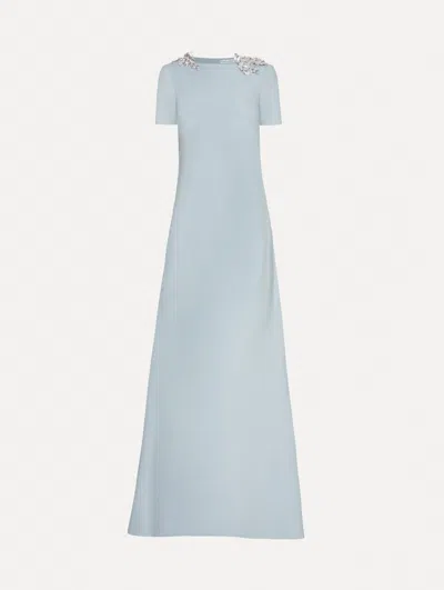 Oscar De La Renta Fern Sequin Embroidered Open Back Caftan In Blue