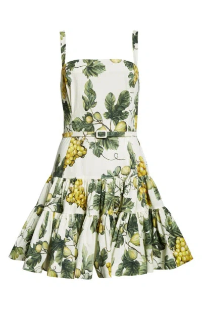 Oscar De La Renta Printed Cotton-poplin Mini Dress In Ecru Green | ModeSens