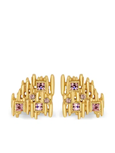 Oscar De La Renta Fine Line Earrings In Gold