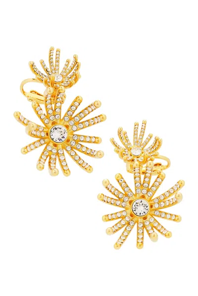 Oscar De La Renta Firework Crystal Button Earrings