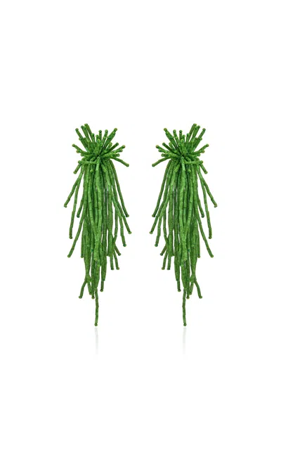 Oscar De La Renta Firework Tassel Clip-on Earrings In Green