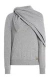 Oscar De La Renta Scarf-detailed Cashmere Sweater In Light Grey