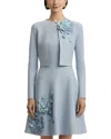 Oscar De La Renta Fitted Jacket With Peony Embellishment In Blue