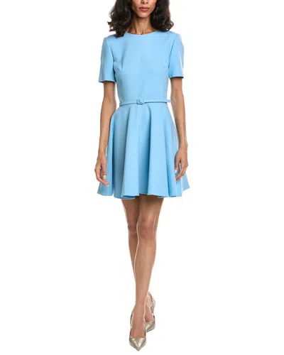 Oscar De La Renta Flare Skirt Mini Dress In Blue