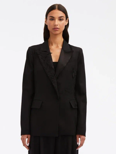 Oscar De La Renta Flora & Fauna Embroidered Blazer In Black