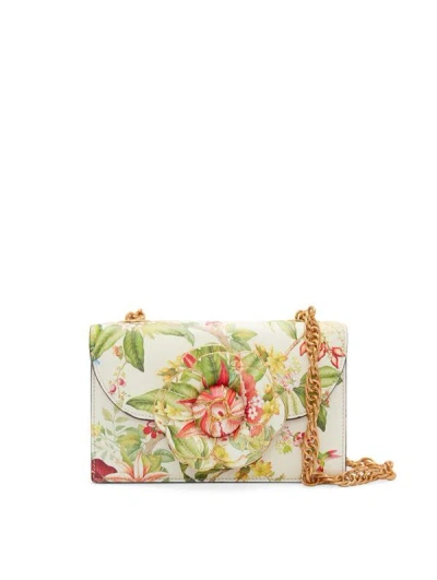 Oscar De La Renta Tro Floral-print Crossbody Bag In Ivy/melon