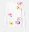 Oscar De La Renta Long Sleeve Orchid Threadwork Embroidered Lace Cardigan In Multicoloured